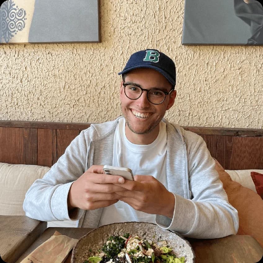 Antoine working from a café
